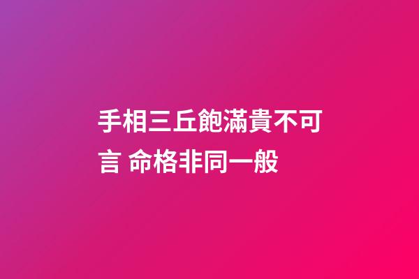 手相三丘飽滿貴不可言 命格非同一般